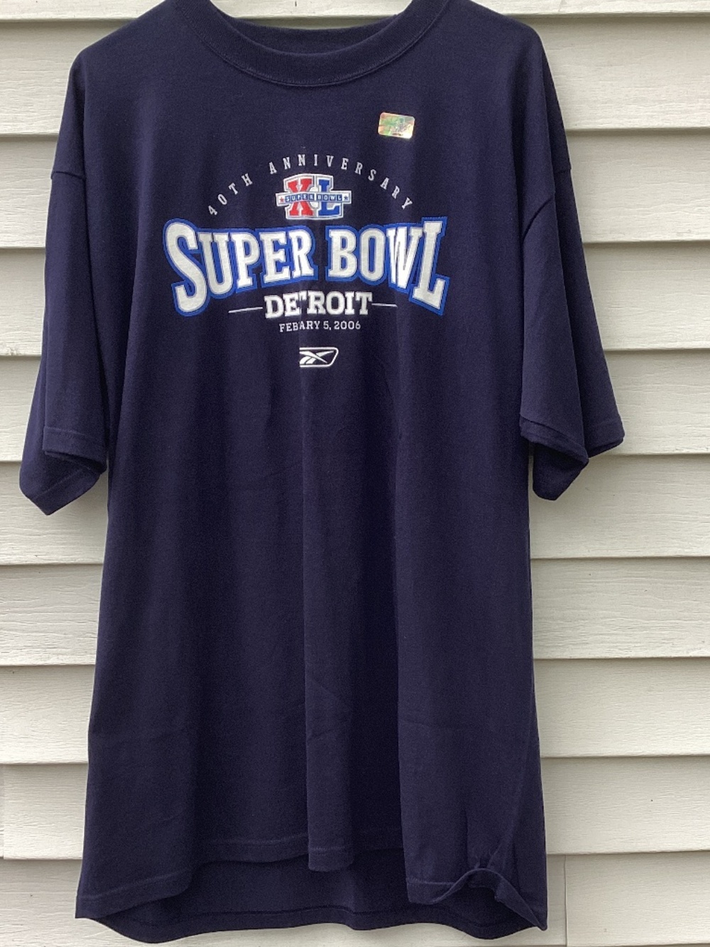 Vintage 2006 Reebok NFL 40th Super Bowl XL Detroit Navy Blue T-Shirt NEW New, wi
